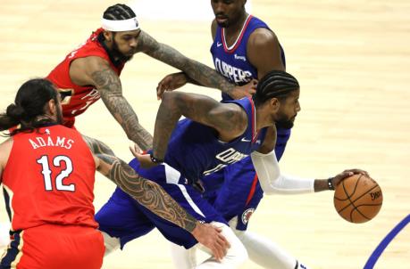 LA Clippers Paul George Serge Ibaka (Photo by Sean M. Haffey/Getty Images)