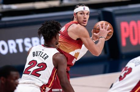 Denver Nuggets forward Aaron Gordon (50) controls the ball as Miami Heat forward Jimmy Butler (22) guards
(Isaiah J. Downing-USA TODAY Sports)