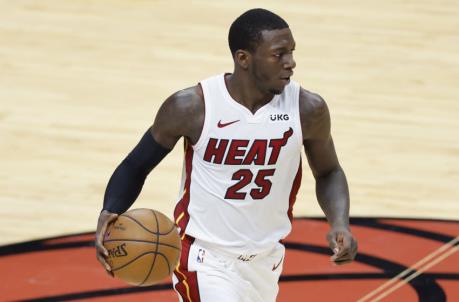 Kendrick Nunn #25 of the Miami Heat in action against the Houston Rockets
(Photo by Michael Reaves/Getty Images)