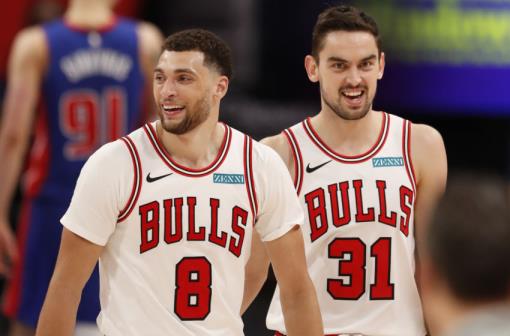 Zach LaVine, Tomas Satoransky, Chicago Bulls Mandatory Credit: Raj Mehta-USA TODAY Sports