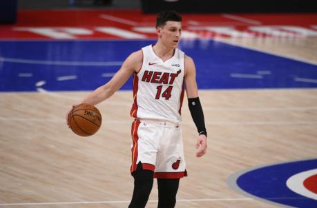 Miami Heat guard Tyler Herro (14) during the game against the Detroit Pistons
(Tim Fuller-USA TODAY Sports)