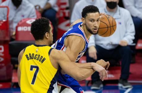 Ben Simmons, Malcolm Brogdon, Sixers Mandatory Credit: Bill Streicher-USA TODAY Sports