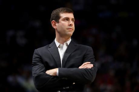 MIAMI, FLORIDA - JANUARY 28: Head coach Brad Stevens of the Boston Celtics reacts against the Miami Heat during the first half at American Airlines Arena on January 28, 2020 in Miami, Florida. NOTE TO USER: User expressly acknowledges and agrees that, by downloading and/or using this photograph, user is co<em></em>nsenting to the terms and co<em></em>nditions of the Getty Images License Agreement. (Photo by Michael Reaves/Getty Images)