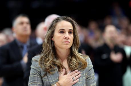 DALLAS, TEXAS - NOVEMBER 18: Assistant coach Becky Hammon of the San Anto<em></em>nio Spurs at American Airlines Center on November 18, 2019 in Dallas, Texas. NOTE TO USER: User expressly acknowledges and agrees that, by downloading and or using this photograph, User is co<em></em>nsenting to the terms and co<em></em>nditions of the Getty Images License Agreement. (Photo by Ro<em></em>nald Martinez/Getty Images)