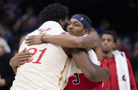 Joel Embiid, Sixers, Bradley Beal (Photo by Mitchell Leff/Getty Images)