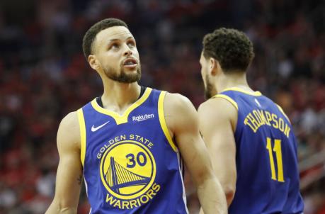 HOUSTON, TX - MAY 04: Stephen Curry #30 of the Golden State Warriors reacts in the second quarter during Game Three of the Second Round of the 2019 NBA Western Co<em></em>nference Playoffs against the Houston Rockets at Toyota Center on May 4, 2019 in Houston, Texas. NOTE TO USER: User expressly acknowledges and agrees that, by downloading and or using this photograph, User is co<em></em>nsenting to the terms and co<em></em>nditions of the Getty Images License Agreement. (Photo by Tim Warner/Getty Images)