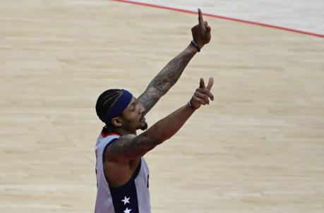 May 31, 2021; Washington, District of Columbia, USA; Washington Wizards guard Bradley Beal (3) reacts in the second half against the Philadelphia 76ers during game four in the first round of the 2021 NBA Playoffs. at Capital One Arena. Mandatory Credit: Tommy Gilligan-USA TODAY Sports