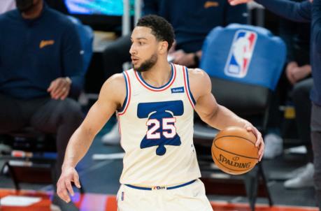 March 23, 2021; San Francisco, California, USA; Philadelphia 76ers guard Ben Simmons (25) during the third quarter against the Golden State Warriors at Chase Center. Mandatory Credit: Kyle Terada-USA TODAY Sports