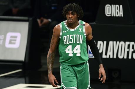 NEW YORK, NEW YORK - MAY 22: Robert Williams III #44 of the Boston Celtics looks on against the Brooklyn Nets in Game One of the First Round of the 2021 NBA Playoffs at Barclays Center at Barclays Center on May 22, 2021 in New York City. NOTE TO USER: User expressly acknowledges and agrees that, by downloading and or using this photograph, User is co<em></em>nsenting to the terms and co<em></em>nditions of the Getty Images License Agreement. (Photo by Steven Ryan/Getty Images)