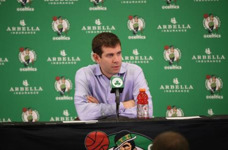 BOSTON, MASSACHUSETTS - DECEMBER 09: Head Coach of Boston Celtics Brad Stevens speaks during a press co<em></em>nference after the NBA match between Cleveland Cavaliers and Boston Celtics at TD Garden on December 09, 2019 in Boston, Massachusetts. (Photo by Tayfun Coskun/Anadolu Agency via Getty Images)