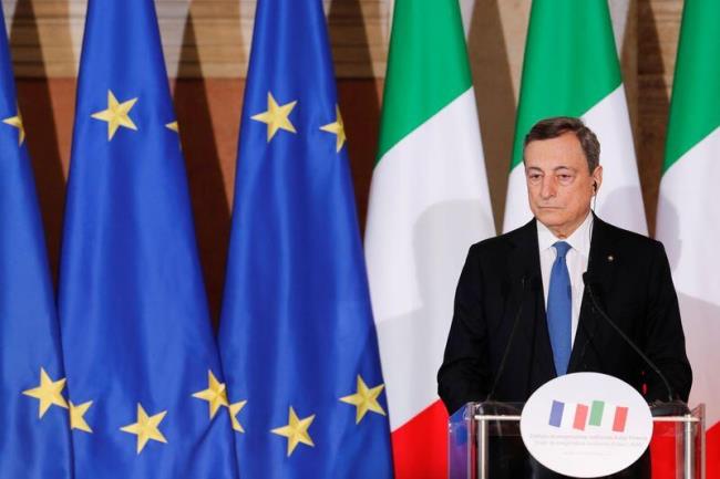 Italy's PM Draghi holds news co<em></em>nference with France's President Macron, in Rome