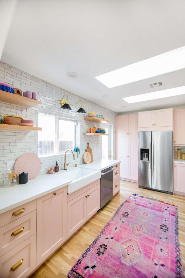 light pink cabinets