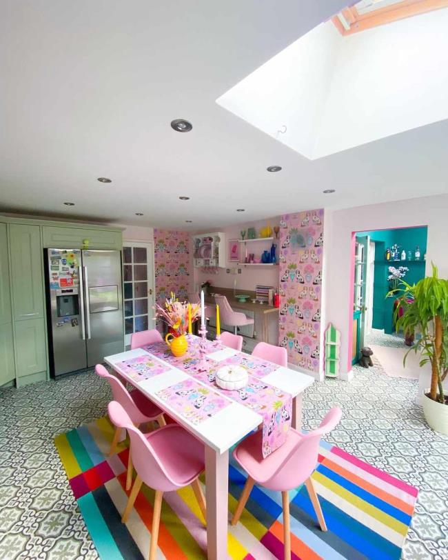 kid-friendly pink kitchen