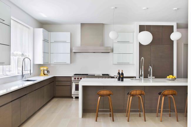 brown and white minimalist kitchen