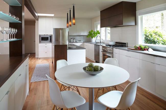 Minimalist white and brown Kitchen