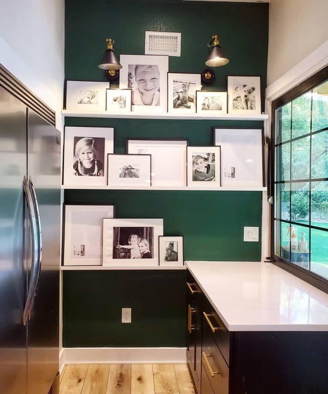 Butler&#39;s pantry with green walls