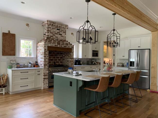 Hunter green kitchen island