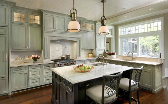 green kitchen in a LEED-certified home