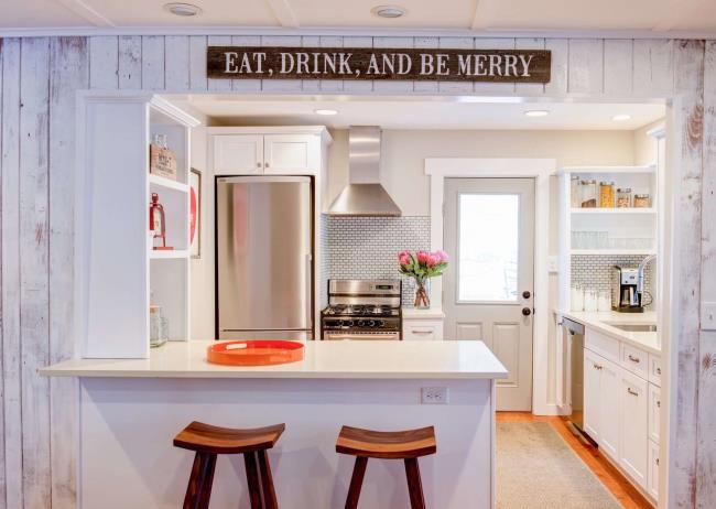 cozy cottage kitchen with rustic wood