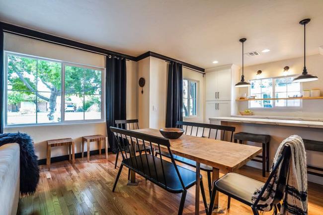 Modern take on shake inspired cottage kitchen