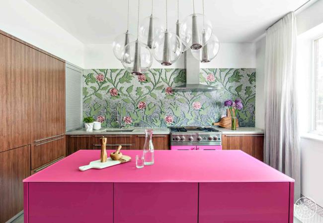 pink kitchen island