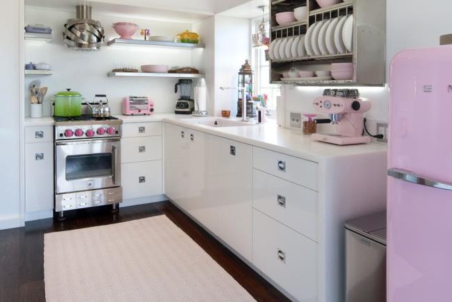 tiny pink kitchen