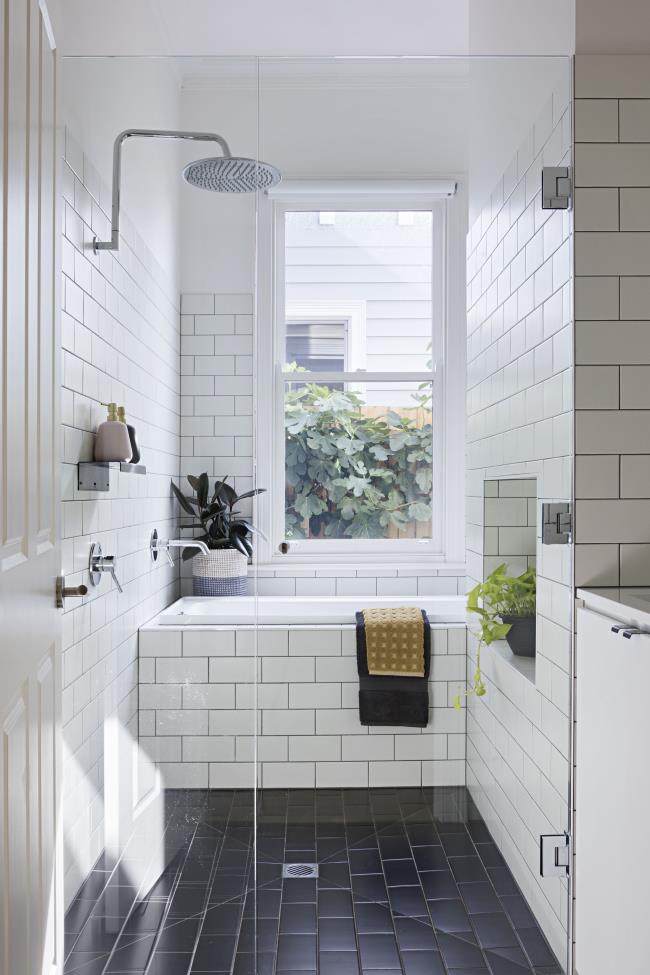 Black and white subway tile