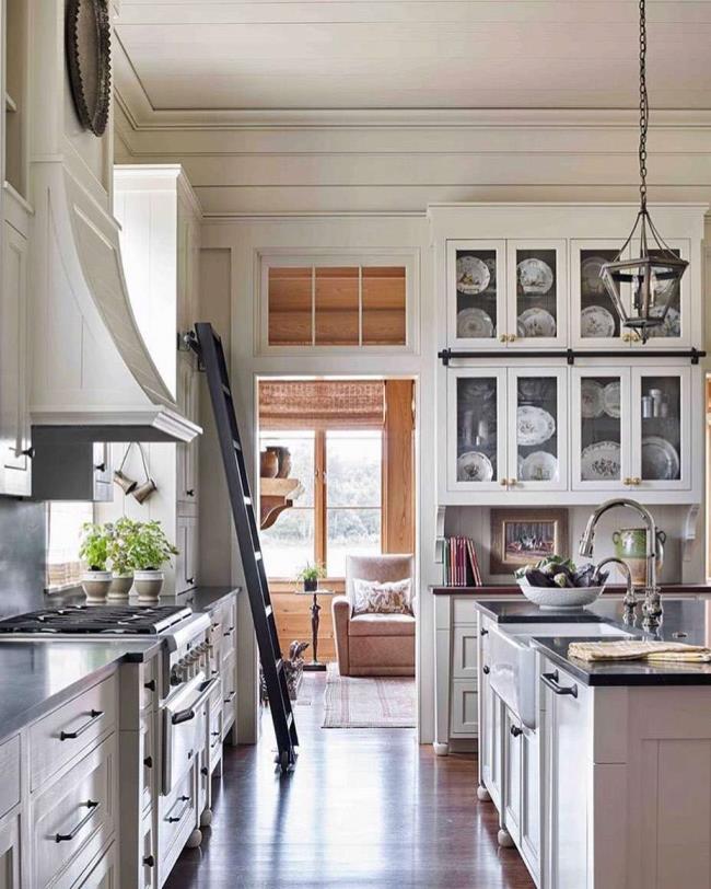 Large kitchen with a leaning ladder