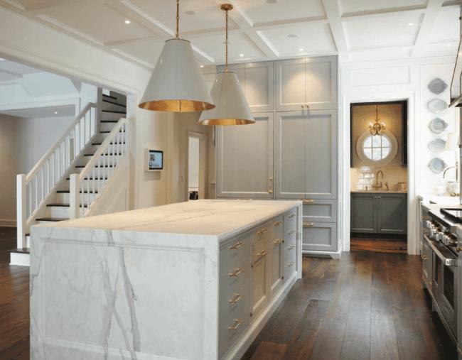 Marble recessed kitchen island