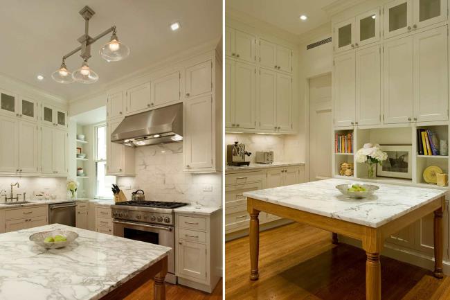 Marble kitchen countertop and matching table