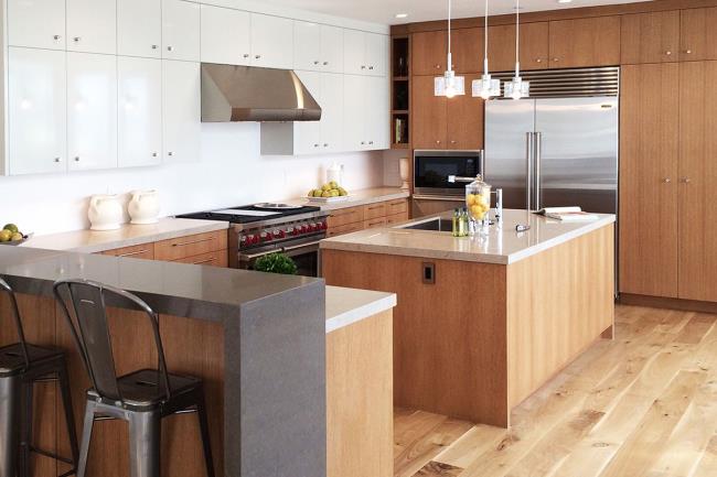 white cabinets with patterned backsplash