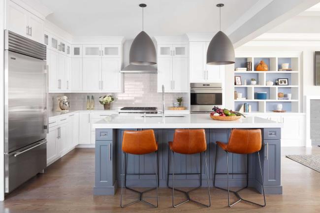 white cabinets with glass uppers