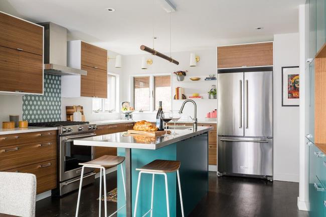 colorful tile in modern kitchen