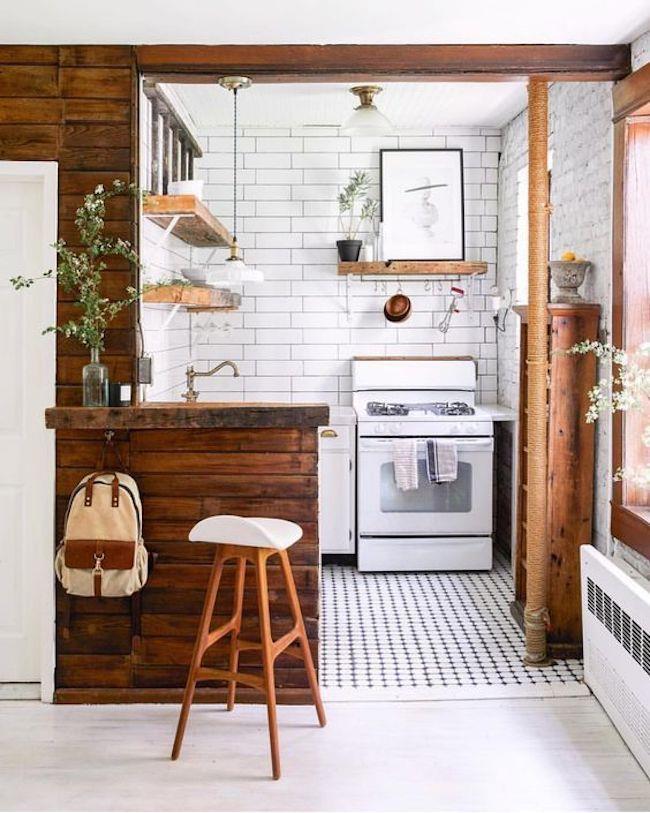 small kitchen with wood