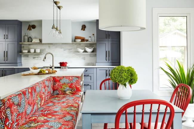 red dragon fabric in kitchen