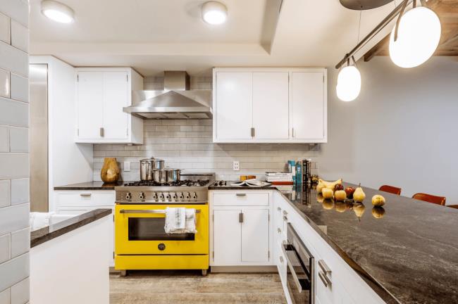 Yellow Bertazzoni kitchen range