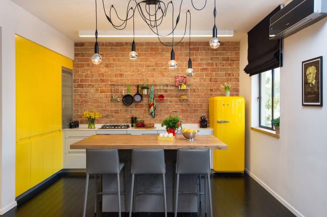 yellow urban kitchen