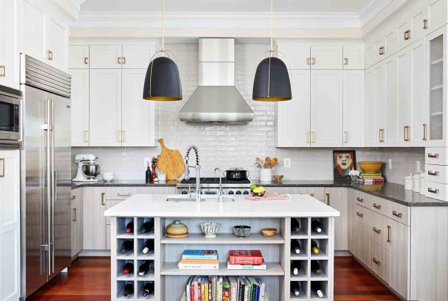 Quartz and Granite countertop in white kitchen