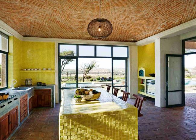 handmade tiles countertop yellow