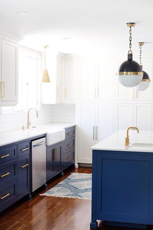 A Two-To<em></em>ned Blue-And-White Kitchen Remodel, via The Glitter Guide