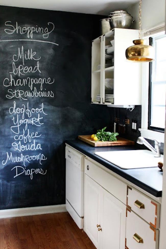 Kitchen with a chalkboard wall