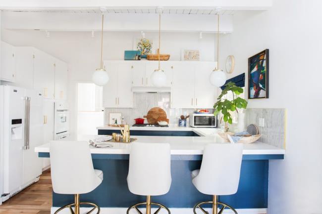 kitchen with white cabinets