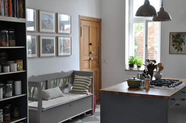 kitchen with a bench