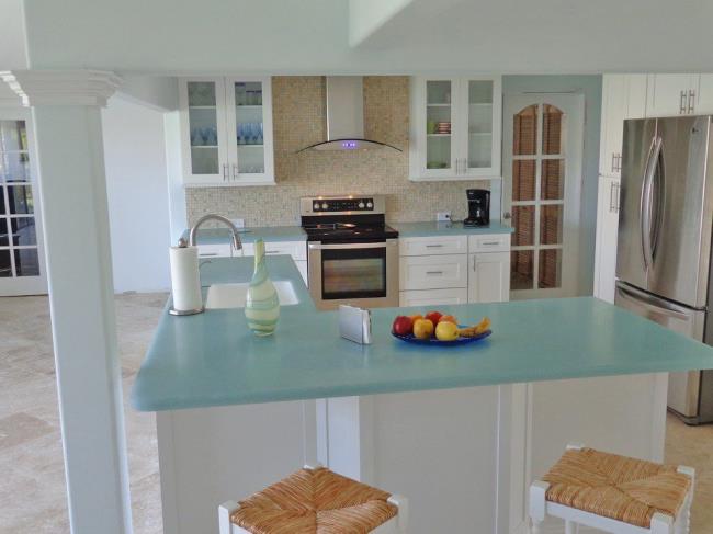 bio glass countertop white kitchen