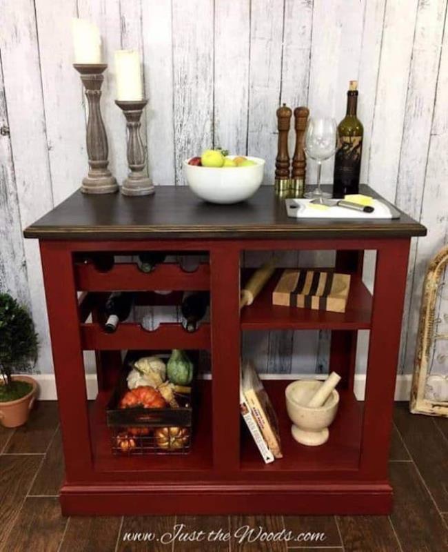 kitchen island painted red