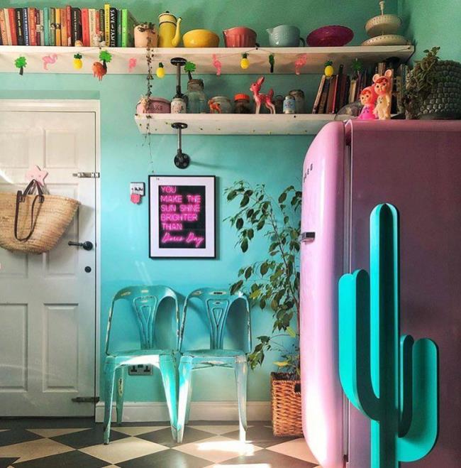 Retro kitchen with bright colors