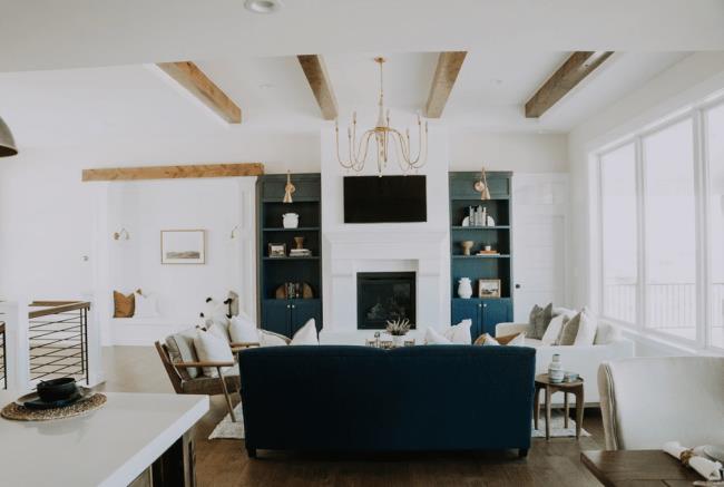 Living room with beams