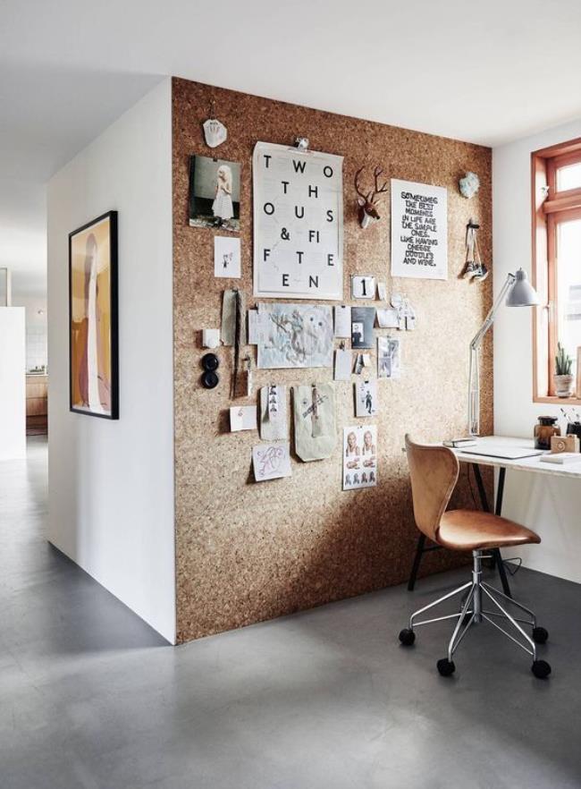 cork wall home office