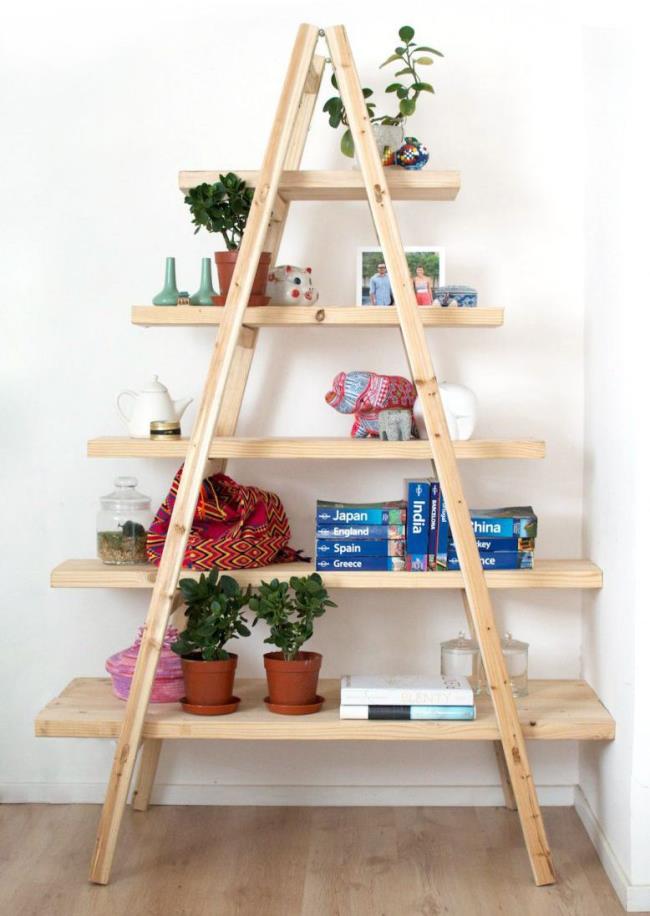 How to decorate with wooden ladders