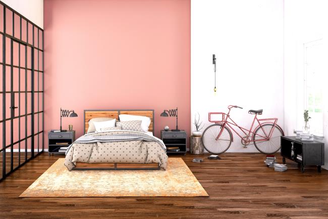 A pink room isn't always feminine, if you incorporate more traditio<em></em>nally masculine elements